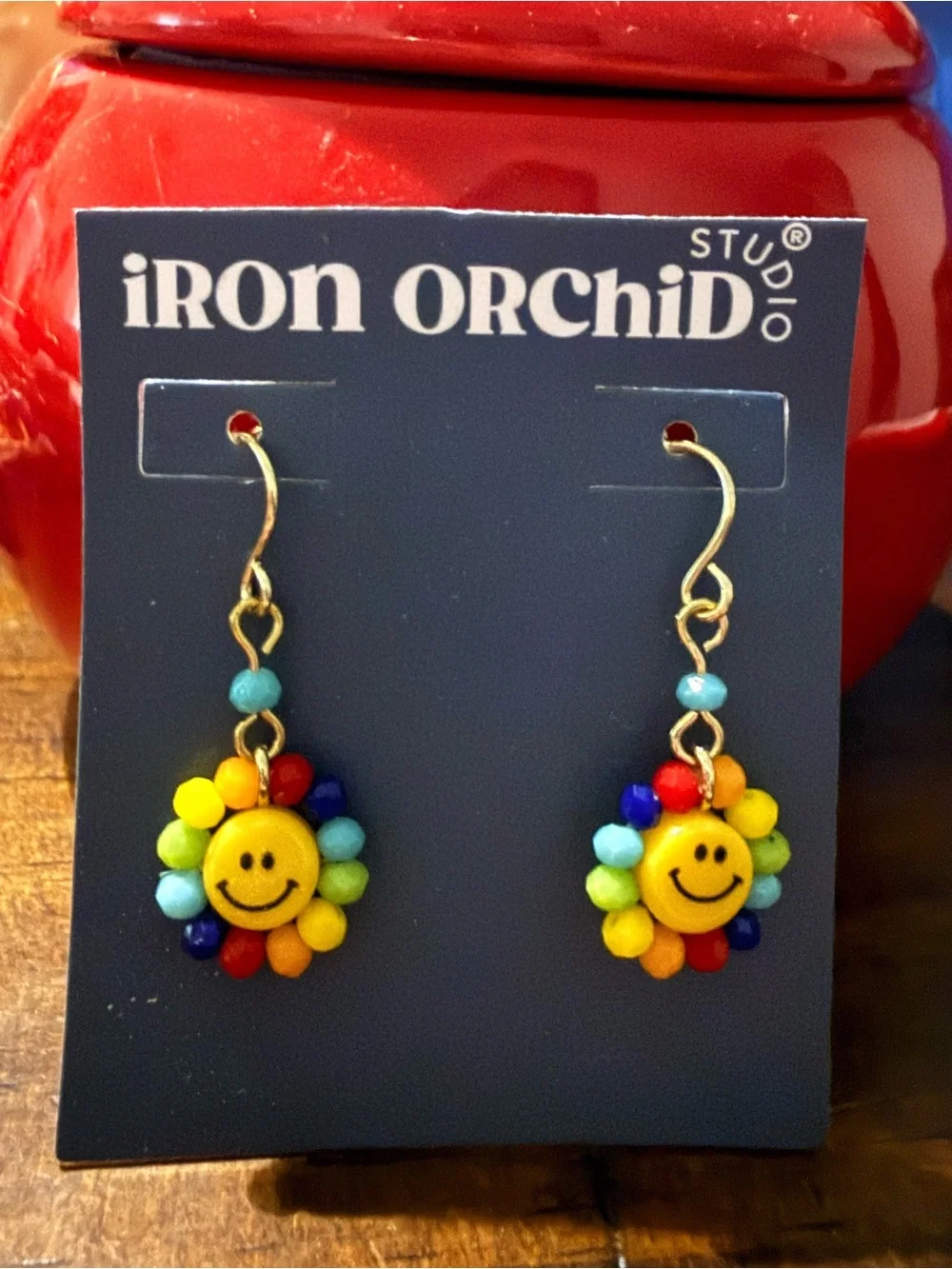 iRon Orchid Kids Yellow Smile Flower Bead Earrings